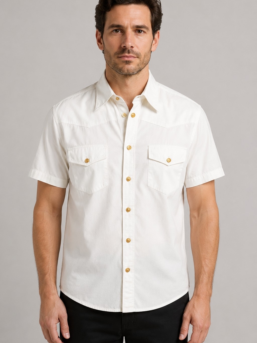 Versace Jeans Couture Men's Cotton Short Sleeve Shirt White XL Like New